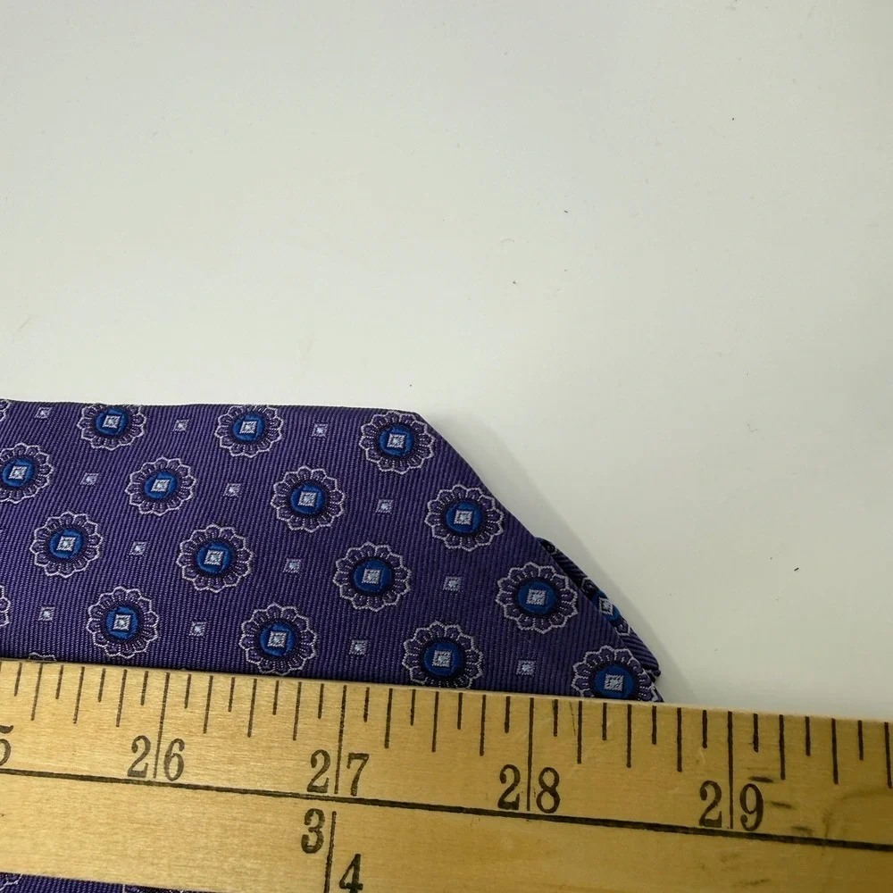 Brooks‎ Brothers Necktie Men Purple Blue Medallion Silk Classic Formal 3.25 Inch